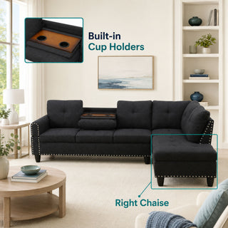L - Shaped Sectional Sofa With Movable Left Chaise