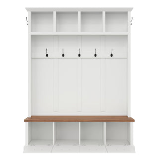 Hall Tree With Storage Bench Mudroom Coat Rack With 6 Hooks