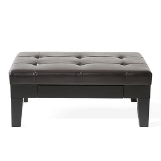 Chatham - Ottoman With Drawer Leather Storage Solution - Dark Coffee