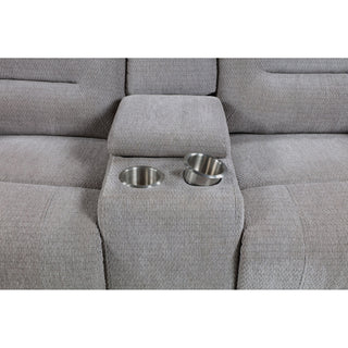 Sebring - Upholstered Manual Reclining Loveseat With Center Storage Console - Gray