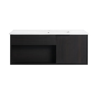Wall Mounted Floating Bathroom Vanity With Open Shelf & Soft Close Door