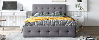 Upholstered Platform Bed With Classic Headboard And Drawers, No Box Spring Needed
