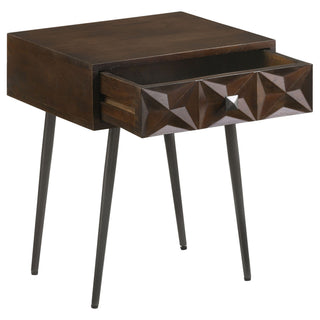 Gibson - Coffee 1 Drawer Rectangular Side Table With Angled Legs - Coffee