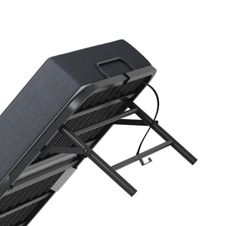 Twin Adjustable Headboard Folding Bed With Memory Foam Mattress, Heavy-Duty Frame Cot For Tall People, Portable Guest On Wheels - Black