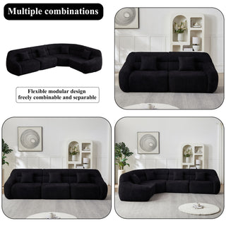 Luxury Curved Corner Sectional Sofa With 4 Pillows