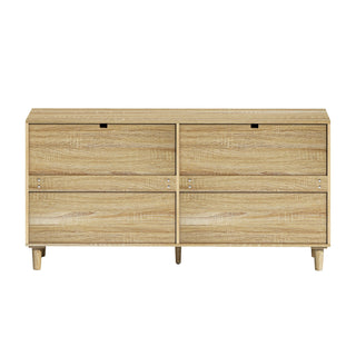 Rattan Dresser With 6 Drawers, Legs & Handles, Storage Cabinet - Natural