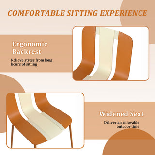 4 Piece Set Of Modern Striped Color Blocking Single Chairs With Round Table