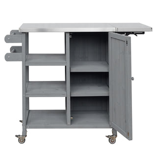 Foldable Outdoor Kitchen Island With Storage Cabinet