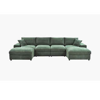 Sectional Sofa With 2 Ottomans And Toss Pillows