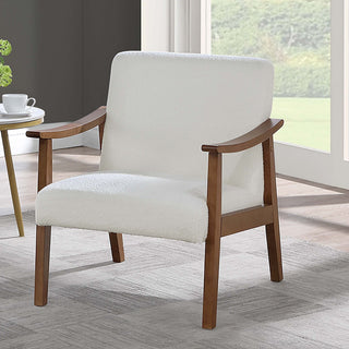 Upholstered Accent Chair With Frame Low Profile Seating For Living Room - White