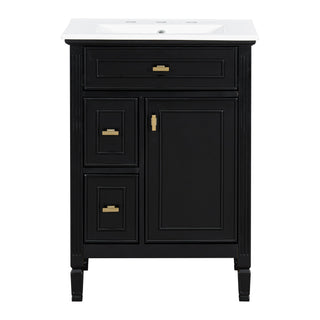 Modern Bathroom Vanity With Sink, Flip Drawer, 2 Drawers, Adjustable Shelf