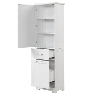 Tall Freestanding Bathroom Storage Cabinet With Adjustable Shelf And 2 Drawers
