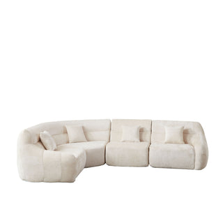 Luxury Curved Corner Sectional Sofa With 4 Pillows