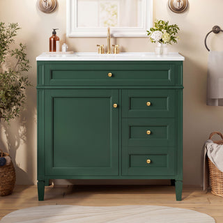 Bathroom Vanity With Sink, Rectangular Storage Cabinet & 2 Drawers And Tip Out Drawer