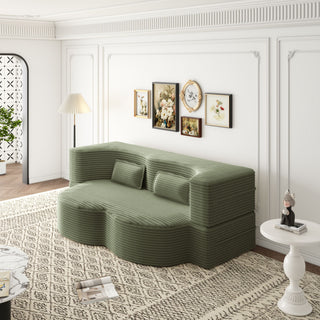 Convertible Foam-Filled Sleeper Sofa Bed With 2 Pillows