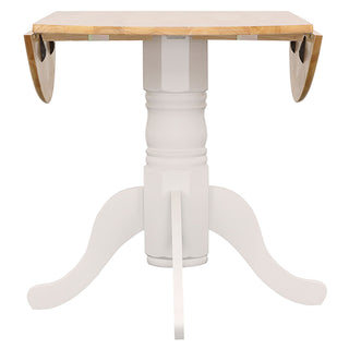 Round Dining Table With Drop Leaf Pedestal Base, Expandable Top - Natural