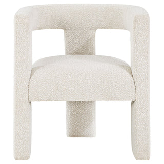 Verda - Upholstered Accent Side Chair In Soft With Rounded Open Back And 3 Leg Base - White