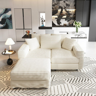 Deep Seat Convertible Sofa With Soft Pillows And Ottomans