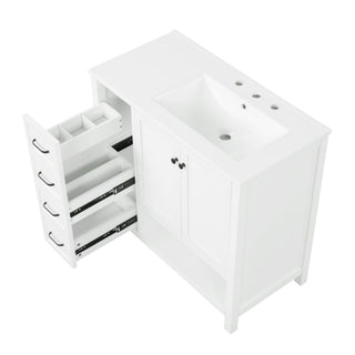 Bathroom Vanity With Sink Top, Bathroom Vanity Cabinet With 2 Doors And 2 Drawers, Open Shelf