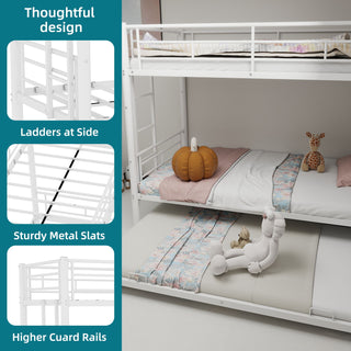 Bunk Bed For Kids, Convertible Frame With Ladders & Guardrail