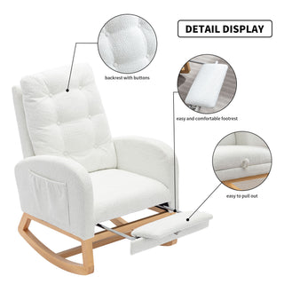 Accent Rocking Chair With Footrest, High Back
