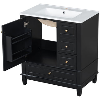 Freestanding Bathroom Vanity With Sink, Soft Close Door, 3 Drawers