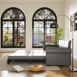 3 In 1 Convertible Sleeper Sofa With Nailhead Trim & Rolled Arm