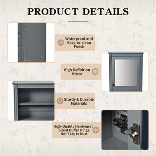 Wall Mounted Bathroom Storage Cabinet With Mirror, Medicine Cabinet With Height Adjustable Shelf