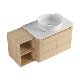 Mounted Bathroom Vanity With Art Sink, Storage Shelves, Soft Close Door