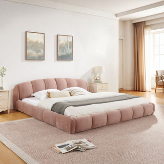 Upholstered Platform Bed Frame, Low Profile Floor Bed, No Box Spring Required