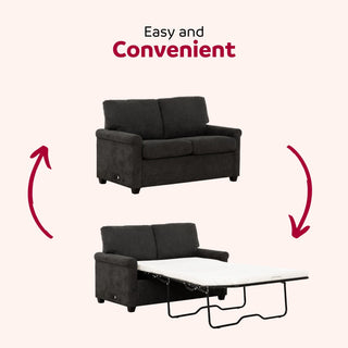 Convertible Twin Sleeper Sofa With USB Ports, 2 Seater Upholstered Loveseat - Dark Gray