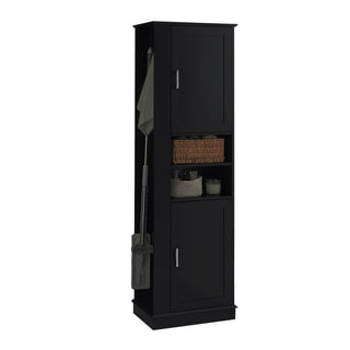 Tall Freestanding Bathroom Storage Cabinet With Adjustable Shelves And Side Hooks Board, Rectangle Design
