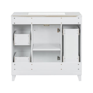 Bathroom Vanity With Ceramic Sink, Soft Close Doors, Adjustable Shelves