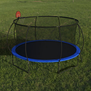 Pumpkin 14 Ft Outdoor Trampoline With Basketball Hoop Enclosure Net Ladder And Metal - Black / Blue