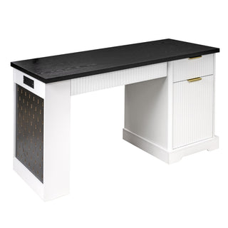 Modern Fluted Office Desk With Storage Cabinet