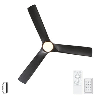 Reversible Quiet Motor Ceiling Fan Light With ABS Blades - Black / Gray