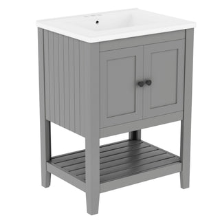 Modern Bathroom Vanity With Sink And Open Shelf