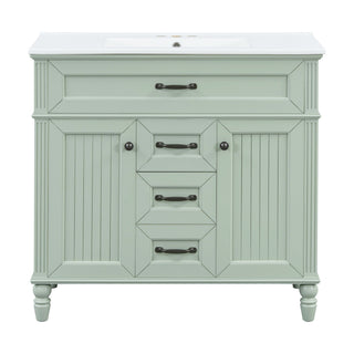 Bathroom Vanity With Sink, Flip-Out Top Drawer, Soft Close Doors, 2 Storage Drawers