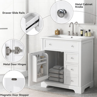Bathroom Vanity With Sink Top, Cabinet With Door And 2 Drawers - White