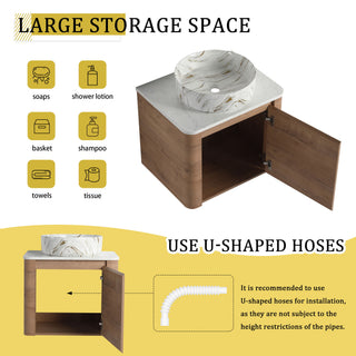 Wall Mounted Bathroom Vanity With Art Sink, 1 Soft Close Door