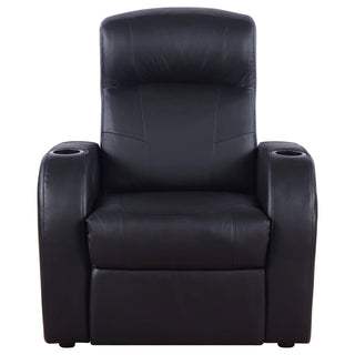 Greenfield - 4 Seater Home Theater With Wedge Console Recliners With Built In Storage And Cup Holders - Black