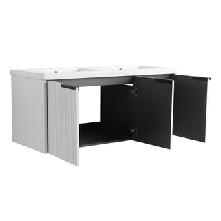 Contemporary Wall Mounted Bathroom Vanity With Resin Double Sink