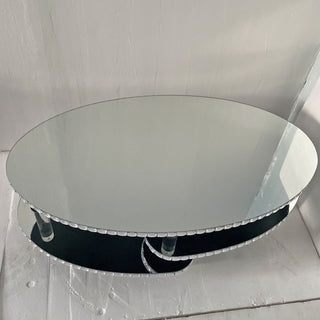 Coffee Table, Oval Double Layer Home Furnishing - Silver