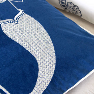 Liz Mermaid Pillow Cover With Matching Back And Hidden Zipper - Indigo