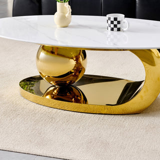 Oval Coffee Table With Geometric Precision