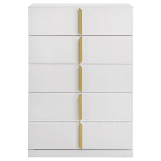 Lauryn - 5 Drawer Bedroom Chest - Gloss White