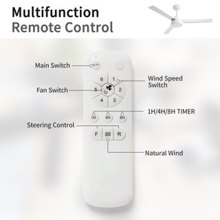 Ceiling Fan Without Light, 3 Blades Farmhouse Ceiling Fan With Remote Control 6-Speed Reversible Dc Motor For Living Room, Bedroom, Kitche