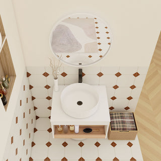Floating Bathroom Vanity With Glossy Round Vessel Sink