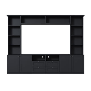 Farmhouse Elegant Entertainment Center Wall Unit With 4 Drawers