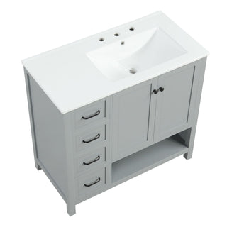 Bathroom Vanity With Sink Top, Bathroom Vanity Cabinet With 2 Doors And 2 Drawers, Open Shelf